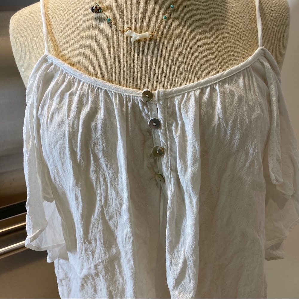 Cold Shoulder Flutter Top - Picture 9 of 11